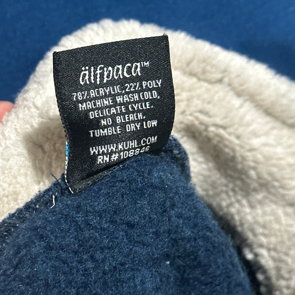 Kuhl Alfpaca Fleece Pullover Mens Medium Navy Blue Quarter Zip Sweater 108846 - Picture 7 of 15